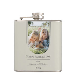 Modern Arch Photo Father's Day | Beige Hip Flask