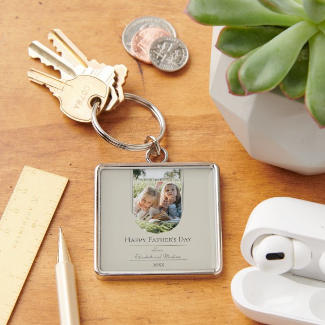 Modern Arch Photo Father's Day | Beige Key Ring (Desk)