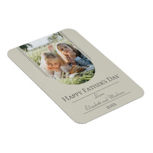 Modern Arch Photo Father's Day Beige Magnet