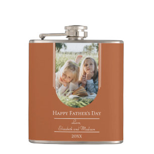 Modern Arch Photo Father's Day   Burnt Orange Hip Flask