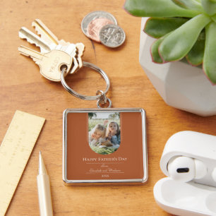Modern Arch Photo Father's Day Burnt Orange Key Ring