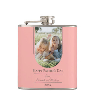 Modern Arch Photo Father's Day | Coral Hip Flask