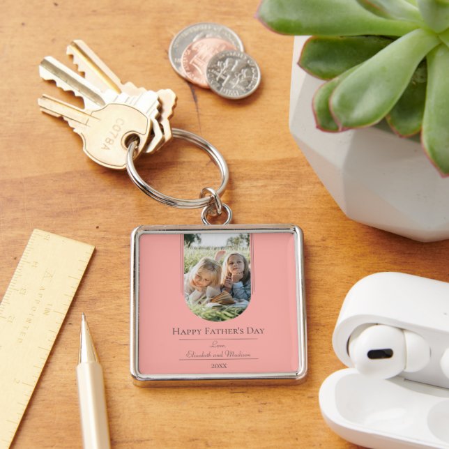 Modern Arch Photo Father's Day | Coral Key Ring (Desk)