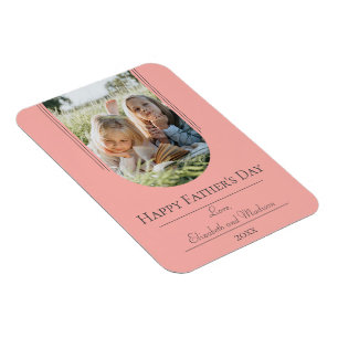 Modern Arch Photo Father's Day   Coral Magnet