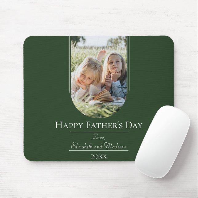 Modern Arch Photo Father's Day | Emerald Green Mouse Pad (With Mouse)