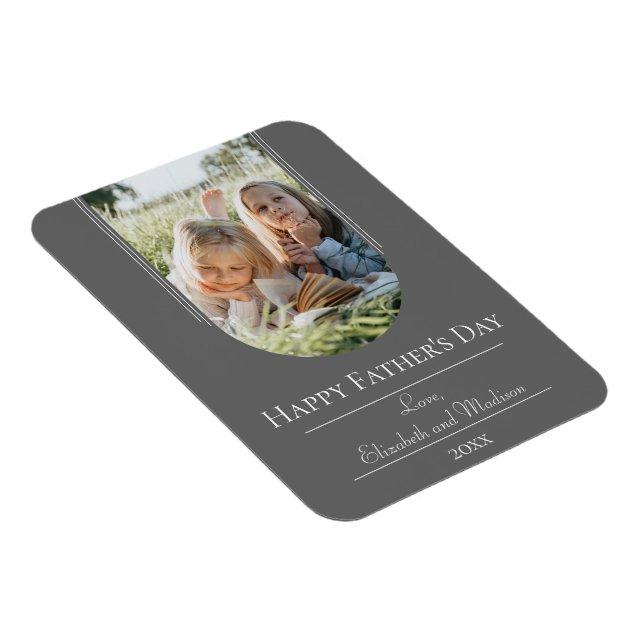 Modern Arch Photo Father's Day | Grey Magnet (Right Side)