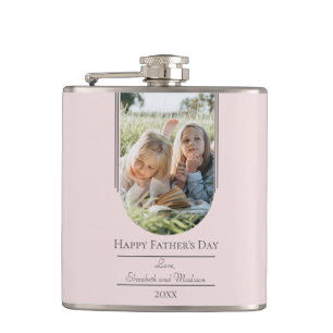 Modern Arch Photo Father's Day Pink Hip Flask