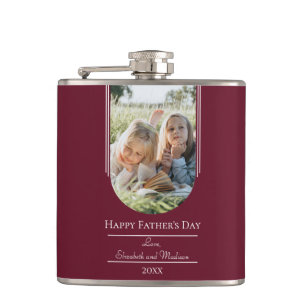 Modern Arch Photo Father's Day   Red Hip Flask