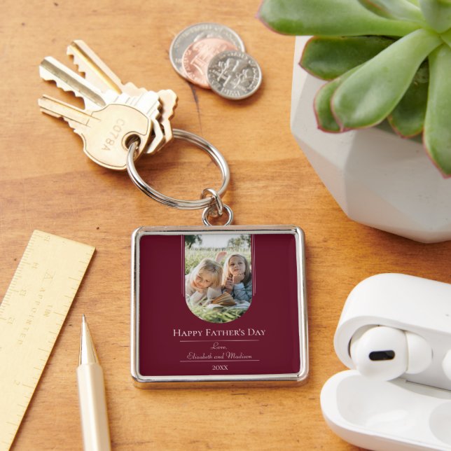Modern Arch Photo Father's Day | Red Key Ring (Desk)
