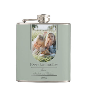 Modern Arch Photo Father's Day   Sage Green Hip Flask