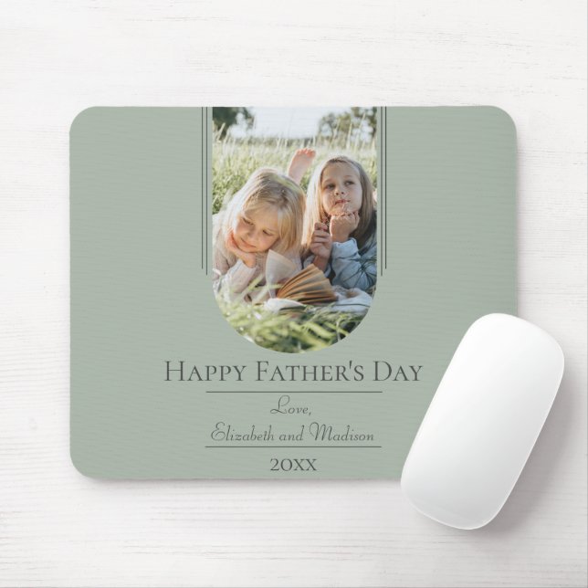 Modern Arch Photo Father's Day | Sage Green Mouse Pad (With Mouse)