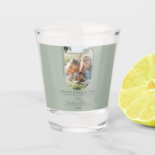 Modern Arch Photo Father's Day | Sage Green Shot Glass (Front)
