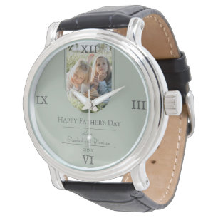 Modern Arch Photo Father's Day Sage Green Watch