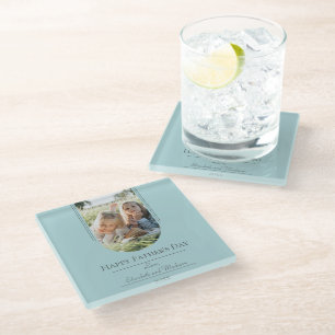 Modern Arch Photo Father's Day Teal Glass Coaster