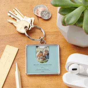 Modern Arch Photo Father's Day   Teal Key Ring