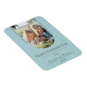 Modern Arch Photo Father's Day Teal Magnet