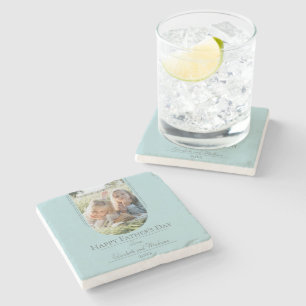 Modern Arch Photo Father's Day Teal Stone Coaster