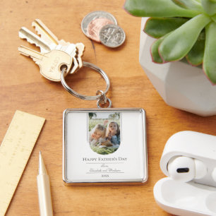 Modern Arch Photo Father's Day White Key Ring