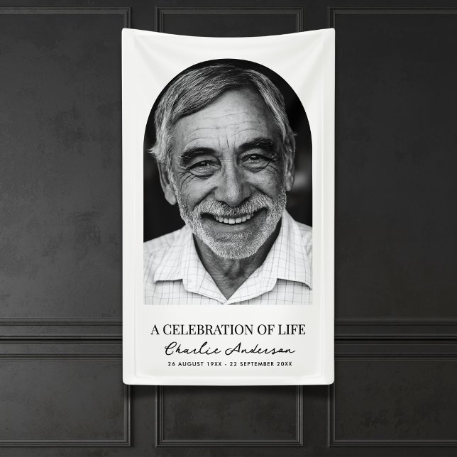 Modern Arch Photo Funeral Or Memorial Service Banner (Creator Uploaded)