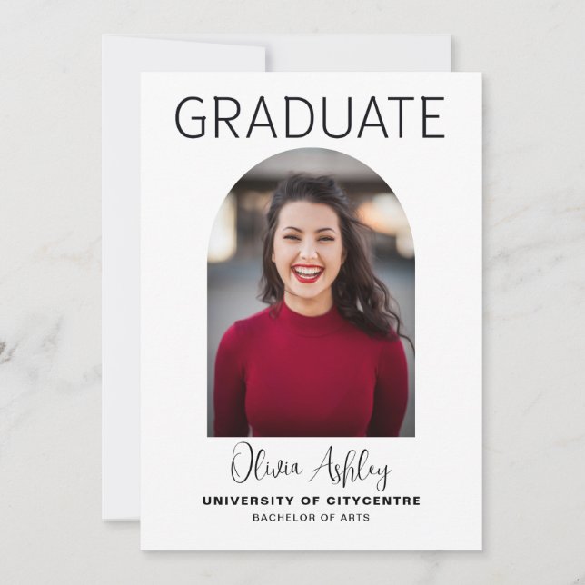 Modern Arch Photo Graduation Invitation (Front)