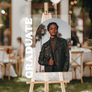 Modern Arch Photo Graduation Party Acrylic Sign