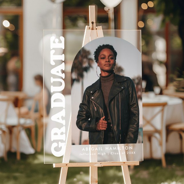 Modern Arch Photo Graduation Party Acrylic Sign (Creator Uploaded)