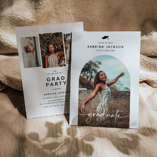 Modern Arch Photo Graduation Party Invitation