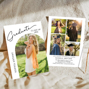 Modern Arch Photo Graduation Party Invitation