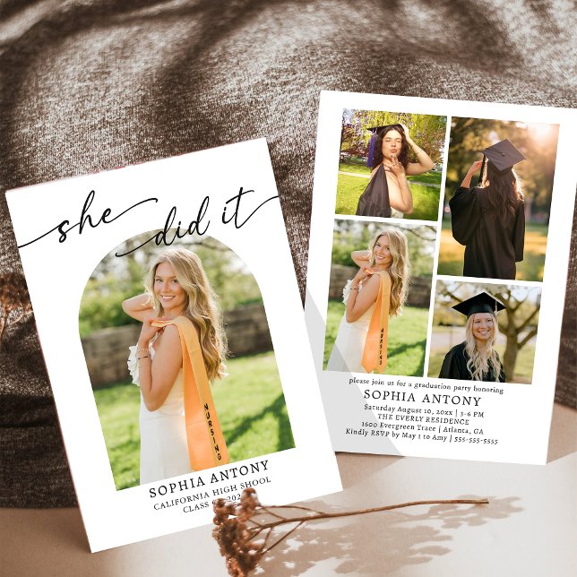 Modern Arch Photo Graduation Party Invitation (Creator Uploaded)