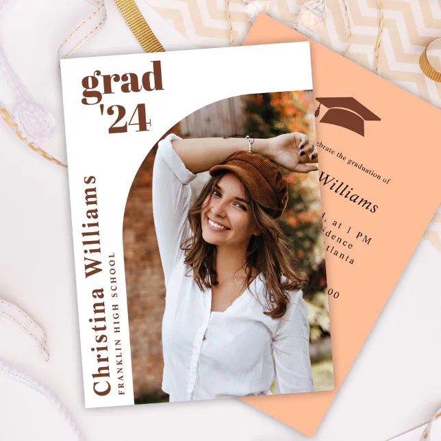 Modern Arch Photo High School Graduation Party Invitation | Zazzle
