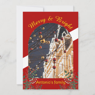 Modern arch photo merry christmas holiday card