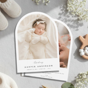 Modern Arch Photo Newborn Baby Birth Announcement