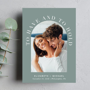 Modern Arch Photo Sage Green Wedding Invitation