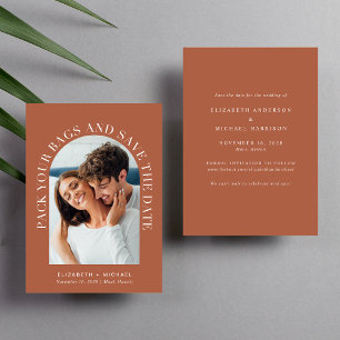 Modern Arch Photo Terracotta Destination Wedding Save The Date