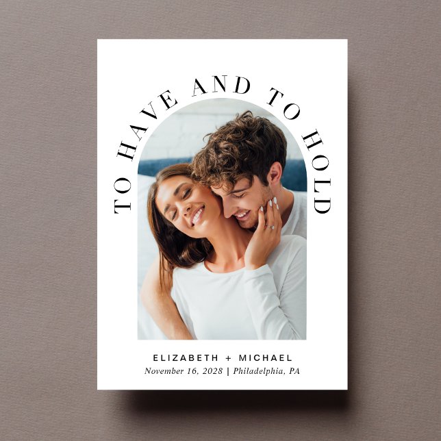 Modern Arch Photo Wedding Invitation (Celebrate your love story with an invitation showcasing your favorite photo in an elegant arch frame)