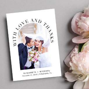 Modern Arch Photo Wedding Thank You Card
