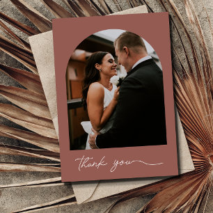 Modern Arch Photo Wedding Thank You Card