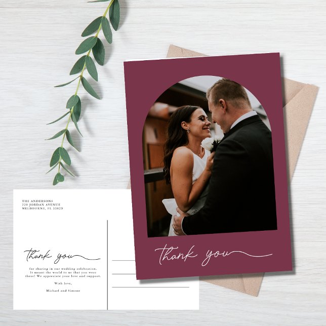 Modern Arch Photo Wedding Thank You Postcard (Creator Uploaded)