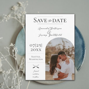 Modern Arch Photo White Save the Date