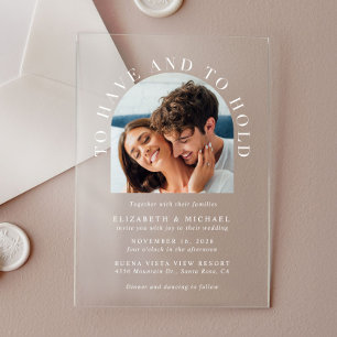 Modern Arch Photo White Wedding Acrylic Invitations