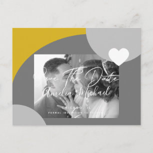 Modern Arch Photo Yellow Grey Save the Date Postcard
