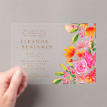 Modern Arch Pink Orange Watercolor Floral Wedding Acrylic Invitations<br><div class="desc">Brighten your wedding announcement with these "Modern Pink and Orange Watercolor Floral Wedding Acrylic Invitations, " perfect for couples looking to add a vibrant and contemporary touch to their special day. Featuring bold watercolor florals in shades of pink and orange on a sleek acrylic background, these invitations combine artistic charm...</div>