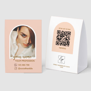 Modern arch pink photo qr code logo Payment Sign