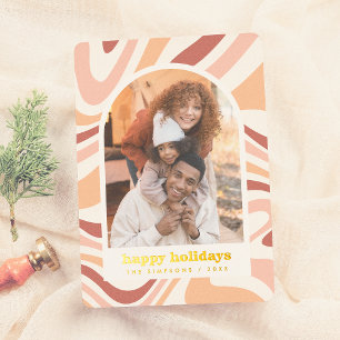 Modern Arch Retro Groovy Christmas Holiday Photo