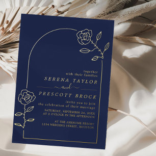 Modern Arch Script Wedding Real Foil Invitation