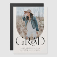 Modern Arch Simple Boho Three Photo Graduation Mag