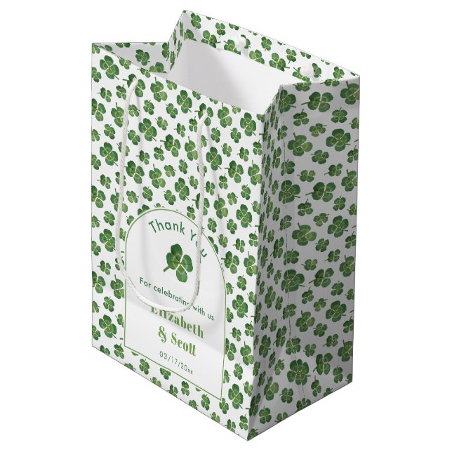 Modern Arch St Patricks Day Wedding Shower Favour Medium Gift Bag (Front Angled)