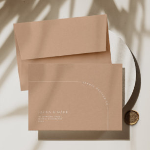 Modern Arch Tan Return Address Wedding RSVP Envelope