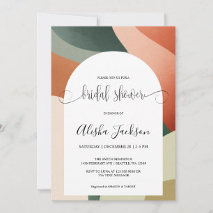 Modern Arch Terracotta & Sage Bridal Shower Holiday Card