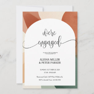 Modern Arch Terracotta & Sage Engagement Party Save The Date